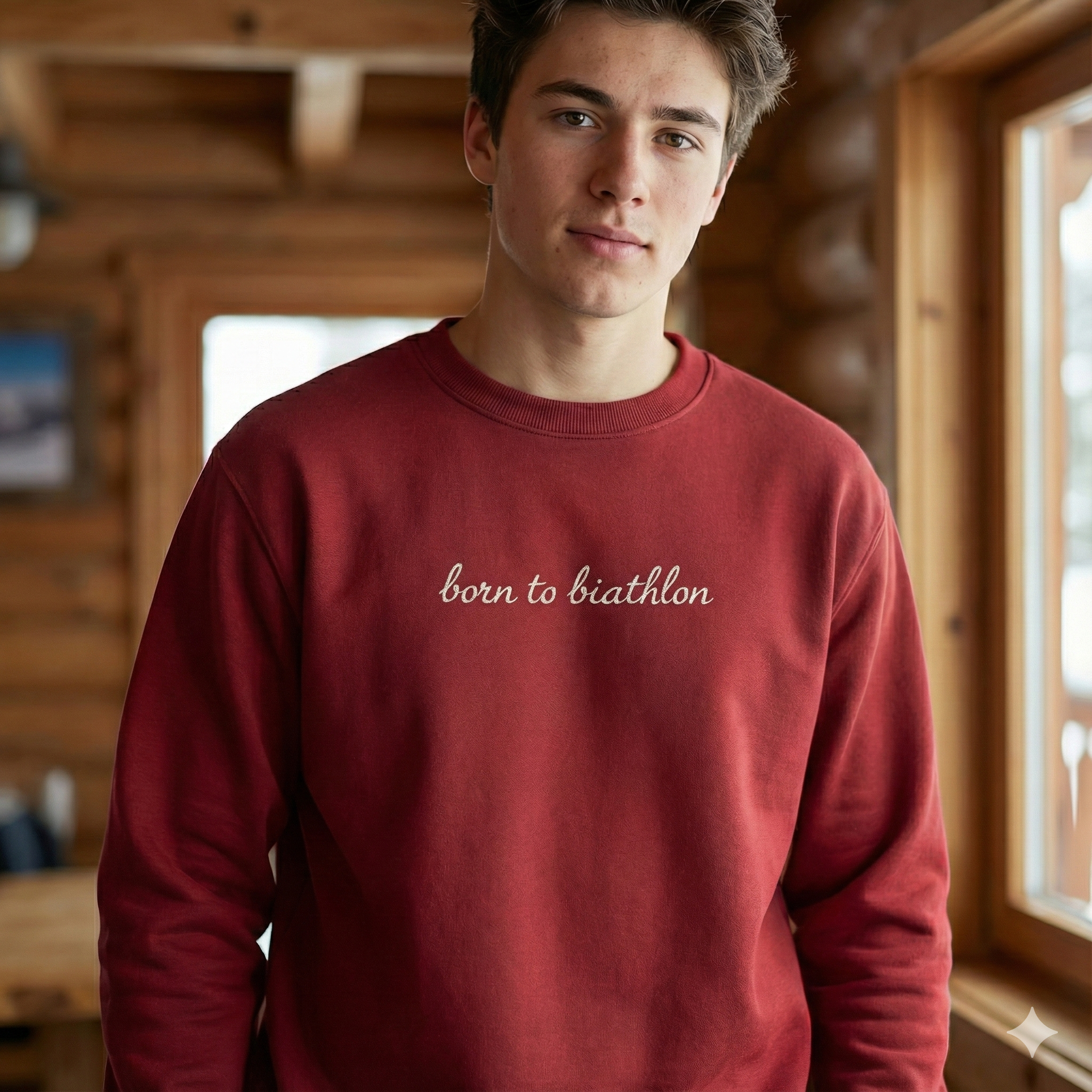 Crewneck rouge Born to biathlon